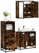 vidaXL 3 pcs conjunto de móveis WC madeira processada carvalho fumado