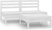 vidaXL 3 pcs conjunto lounge de jardim pinho maciço branco