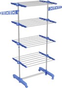 HOMCOM Estendal Vertical Dobrável de 4 Níveis com 6 Rodas 2 Laterais Dobráveis Prateleiras Ajustáveis 142x55x172 cm Azul | Aosom Portugal