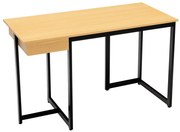 Mesa de computador de 48" com estrutura de metal e almofadas ajustáveis ​​- nogueira