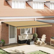 vidaXL Toldo Retrátil Amarelo e Cinza 450 × 300 cm Poliéster e Metal