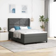vidaXL Cama com Estrado e Colchão - Cinza Escuro, 140x190 cm, Tecido