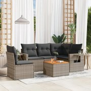 vidaXL 6 pcs conjunto sofás de jardim com almofadões vime cinzento