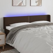 vidaXL Cabeceira cama c/ LED 183x16x78/88 cm couro artificial castanho