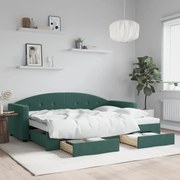 vidaXL Sofá-cama c/ gavetão e gavetas 80x200cm veludo verde-escuro