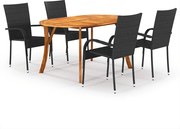vidaXL 5 pcs conjunto de jantar para jardim preto