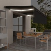 Toldo automático com estore/LED/sensor de vento 5x3 m antracite
