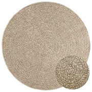 vidaXL Tapete ZIZUR Beige Ø 120 cm aspeto de juta interior e exterior
