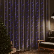 Cortina iluminação 300 luzes LED 3x3 m 8 funções azul