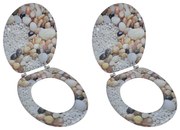 vidaXL Assentos de sanita com tampas 2 pcs MDF seixos