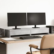 vidaXL Suporte p/ monitor gavetas derivados madeira cinzento cimento