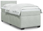 Cama com molas/colchão 100x200 cm veludo cinza-claro