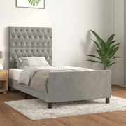 Estrutura de cama sem colchão 100x200 cm veludo cinzento-claro