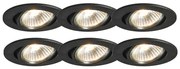 Conjunto de 6 focos embutidos pretos inclináveis - Cisco