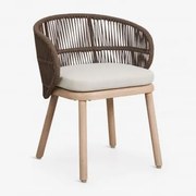 Cadeira De Jardim Em Madeira De Acácia E Corda Trançada Capri Castanho Chocolate - Sklum