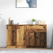 vidaXL Buffet com gaveta 3 pcs Madeira Antiga Madeira processada
