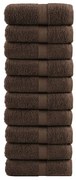 vidaXL Toalhas de rosto premium SOLUND 10 unidades marrom 30x30 cm 600 g/m²