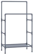 Cabideiro SONGMICS, Suporte de Metal com 2 Trilhos para Cabides e Prateleira de Armazenamento, Carga Máxima 55 kg, Fácil Montagem, Cinza RDR001G02