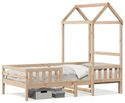 Estrutura de cama com telhado 75x190 cm madeira de pinho maciça