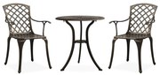 vidaXL 3 pcs conjunto bistrô alumínio fundido bronze