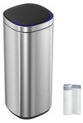 SONGMICS LTB620E50 Lixeira de cozinha automática com sensor de movimento de 50 litros, luz indicadora multicolorida, eliminação de odores, tampa de ozônio com função de retenção aberta