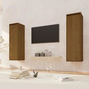 vidaXL Armários de parede 2 pcs 30x30x100 cm pinho maciço castanho mel