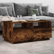 vidaXL Mesa de centro com luzes LED 90x49x40 cm carvalho fumado