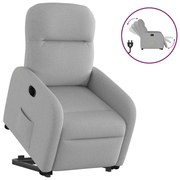 vidaXL Poltrona reclinável elevatória elétrica tecido cinzento-nublado