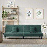 vidaXL Sofá-cama veludo verde-escuro