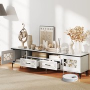 Móvel para TV de até 80 polegadas com 2 gavetas, 2 compartimentos com porta e prateleira 180,5 x 35 x 46 cm branco