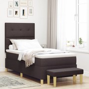 Cama Box Spring vidaXL com Colchão e Banco Marrom Escuro 90x200 cm Tec
