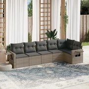 vidaXL 6 pcs conjunto sofás de jardim com almofadões vime cinzento