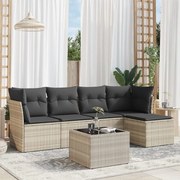 vidaXL 6 pcs conj. sofás jardim com almofadões vime PE cinzento-claro