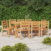 vidaXL Cadeiras de jardim 8 pcs madeira de teca maciça