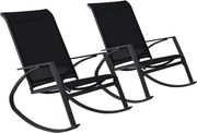 Cadeiras de baloiço para jardim 2 pcs textilene preto