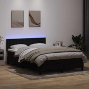vidaXL Cama box spring c/ colchão e LED 140x210 cm veludo preto