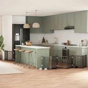 vidaXL Portão p/ cães com porta dobrável 9 painéis 450 cm álamo preto