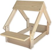 Casa do cão cor natural - Cama de madeira natural FSC para cães e gatos pequenos e médios - Casa do animal de companhia - 2 suportes para tigelas. 76x