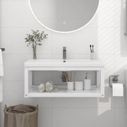 vidaXL Estrutura de parede p/ lavatório ferro 79x38x31cm branco