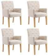 vidaXL Cadeiras de jantar com apoio de braços 4 pcs tecido bege