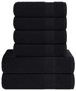 vidaXL 6pcs Conjunto de toalhas FROGN 360 g/m² preto