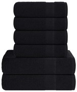 vidaXL 6pcs Conjunto toalhas banho 360 gsm 100% algodão preto