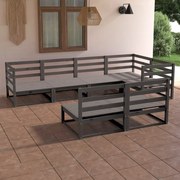 vidaXL 7 pcs conjunto lounge de jardim pinho maciço cinzento