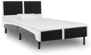 Estrutura de cama 90x200 cm couro artificial preto e branco