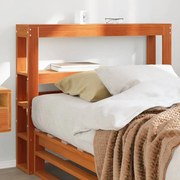 vidaXL Cabeceira com prateleiras 100 cm pinho maciço castanho-mel