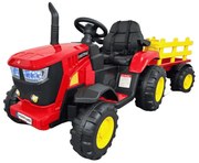 Trator Eléctrico para Crianças 4200 12V 2.4G, com Reboque Rodas de borracha anti-furos e Assento em pele sintética Vermelho