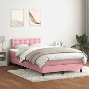 vidaXL Cama com molas/colchão 120x220 cm veludo rosa