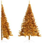 Meia árvore de Natal artificial com suporte 240 cm PET dourado