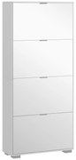 HOMCOM Móvel para sapatos 2 em 1 frentes espelho 4 portas basculantes, prateleiras ajustáveis, até 24 pares, 76L x 26P x 168A cm | Aosom Portugal