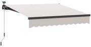 Outsunny Toldo Manual Retrátil 295x250 cm com Luzes LED Solares Toldo para Varanda com Manivela de Alumínio e Proteção UV50+ Creme